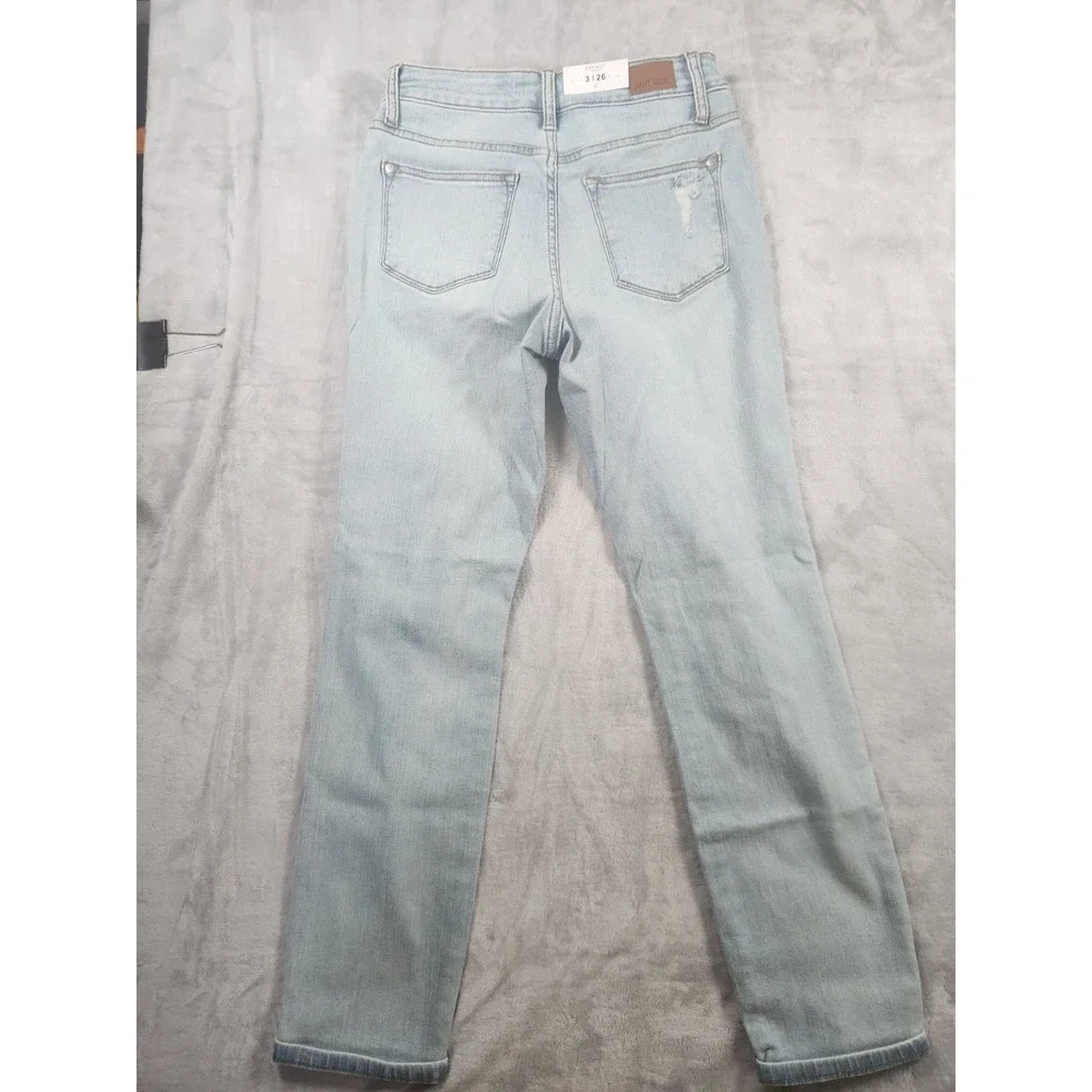 Judy Blue Boyfriend Fit Jeans Women's 3/26 Distressed Mid Rise Light Wash JB8878